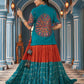 Rajwada Orange And Blue Viscose Rayon Stitched Lehenga Set For Women