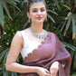 Rajwada Brown Beads Embroidered Khadi Organza Saree with Unstitched Blouse for Women