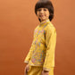 Rajwada Yellow Viscose Silk Embroidered Stitched Kurta Set For Kids