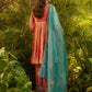 Rajwada Rust Organza Embellished Kurta Set For Women