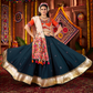 Rajwada Teal Blue Cotton Blend Embroidered Semi-Stitched lehenga For Women