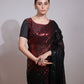 Rajwada Black And Maroon Embellished Georgette Saree With Unstitched Blouse For Women