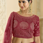 Rajwada Women Maroon Soft Net Semi Stitched Lehenga With Unstitched Blouse
