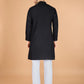 Rajwada Black Viscose Silk Embellished Stitched Kurta For Men