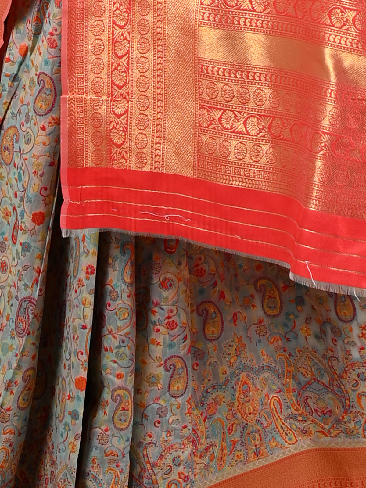 Grey Modal Woven Saree With Unstitched Blouse