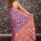Rajwada Blue Pink Shaded Woven Silk Blend Saree with Unstitched Blouse for Women