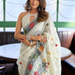 Rajwada White Cotton Blend Solid Saree For Women
