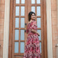 Rajwada Pink Chiffon Stitched Printed Indo Western Dress For Women