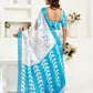 Rajwada Sky Blue Cotton Linen Zari Work Saree For Women