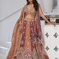 Rajwada Rust Georgette Tissue Embroidered Semi-Stitched Lehenga For Women