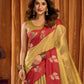 Rajwada Golden And Red Silk Blend Solid Saree For Women