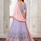 Rajwada Purple Georgette Embroidered Semi Stitched Lehenga With Unstitched Blouse for Women