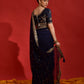 Rajwada Navy Blue Embroidered Georgette Saree With Unstitched Blouse For Women