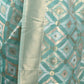 Blue Linen Woven Saree With Unstitched Blouse
