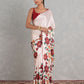 Rajwada Off White Satin Solid Printed Saree For Women
