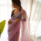 Rajwada Pink Organza Lace Work Saree With Unstitched Blouse For Women