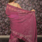 Rajwada Purple Embroidered Georgette Saree with Unstitched Blouse for Women