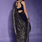 Rajwada Navy Blue Embellished Georgette Saree With Unstitched Blouse For Women