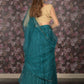 Rajwada Teal Sequins Embroidered Net Semi-Stitched Lehenga with Unstitched Blouse for Women