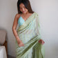 Rajwada Green Georgette Embroidered Saree With Unstitched Blouse For Women