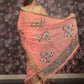 Rajwada Orange Floral Printed Cotton Blend Saree with Unstitched Blouse for Women