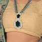 Rajwada Green Stones Long Jewelery Set For Women