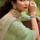 Rajwada Olive Embroidered Organza Semi Stitched Lehenga With Blouse For Women