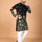 Rajwada Black Viscose Rayon Stitched Kurta For Men