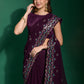 Rajwada Wine Embellished Georgette Saree With Unstitched Blouse For Women