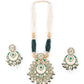 Rajwada Green Faux Pearls Embellished Kundan Neck Piece For Women