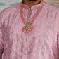 Rajwada Pink Printed Embroidered Cotton Kurta Set For Men