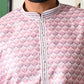 Rajwada Pink Embroidered Silk Blend Traditional Kurta Set For Men