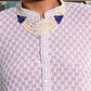 Rajwada Mauve Embroidered Cotton Kurta Set For Men