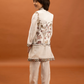 Rajwada Off White Viscose Silk Embroidered Stitched Kurta Set For Kids