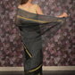Rajwada Black Cotton Blend Woven Saree for Women