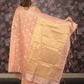 Rajwada Peach Woven Silk Blend Saree With Unstitched Blouse For Women