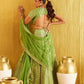 Rajwada Light Green Silk Blend Embellished Semi-Stitched Lehenga For Women