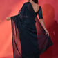 Rajwada Teal Embellished Georgette Saree With Unstitched Blouse For Women