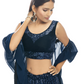 Rajwada Dark Blue Embroidered Velvet Semi Stitched Lehenga With Unstitched Blouse For Women