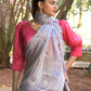 Rajwada Light Purple Mirror Work Embroidered Saree with Unstitched Blouse for Women