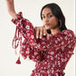 Rajwada Red Rayon Stitched Printed Indo Western Dress For Women