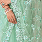 Rajwada Green Net Embroidered Saree With Unstitched Blouse For Women