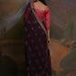 Rajwada Wine Embellished Georgette Saree With Unstitched Blouse For Women
