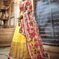 Rajwada Women Yellow Embroidered Soft Net Semi Stitched Lehenga With Unstitched Blouse