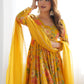 Rajwada Yellow Silk Blend Printed Stitched Kurta Set For Women