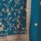 Rajwada Teal Blue Silk Blend Embroidered Semi-Stitched Kurta Set For Women