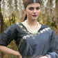 Rajwada Black Beads Embroidered Organza Saree with Unstitched Blouse for Women