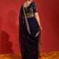 Rajwada Navy Blue Embroidered Georgette Saree With Unstitched Blouse For Women