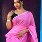 Rajwada Light Pink Cotton  Saree  With Unstitched Blouse for Women