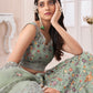 Rajwada Green Organza Blend Embroidered Semi Stitched Lehenga With Unstitched Blouse for Women